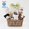 The Avenue, a gourmet gift basket featuring D&D Chocolate Biscuits, D&D Maple Almonds and Gourmet Cheese & Charcuterie items. 