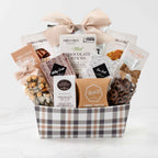 The Champlain M, a gourmet gift basket featuring Chocolate Pretzels, Truffles and Chocolate & Sweet Indulgence items. 