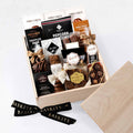The Chocolate Box (L), a gourmet gift box featuring Chocolate Truffles, Chocolate Toffee Treats and Chocolate & Sweet Indulgence items. 