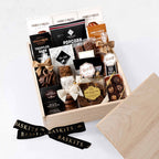 The Chocolate Box (L), a gourmet gift box featuring Chocolate Truffles, Chocolate Toffee Treats and Chocolate & Sweet Indulgence items. 