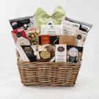 The Forest Hill, a gourmet gift basket  featuring Smoked Salmon,Chocolate Toffee Crunch and Chocolate & Sweet Indulgence items. 