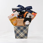 The Kosher M, a gourmet gift basket  featuring Chocolate Shorts, Orange Ginger Chews  and Chocolate & Sweet Indulgence items. 