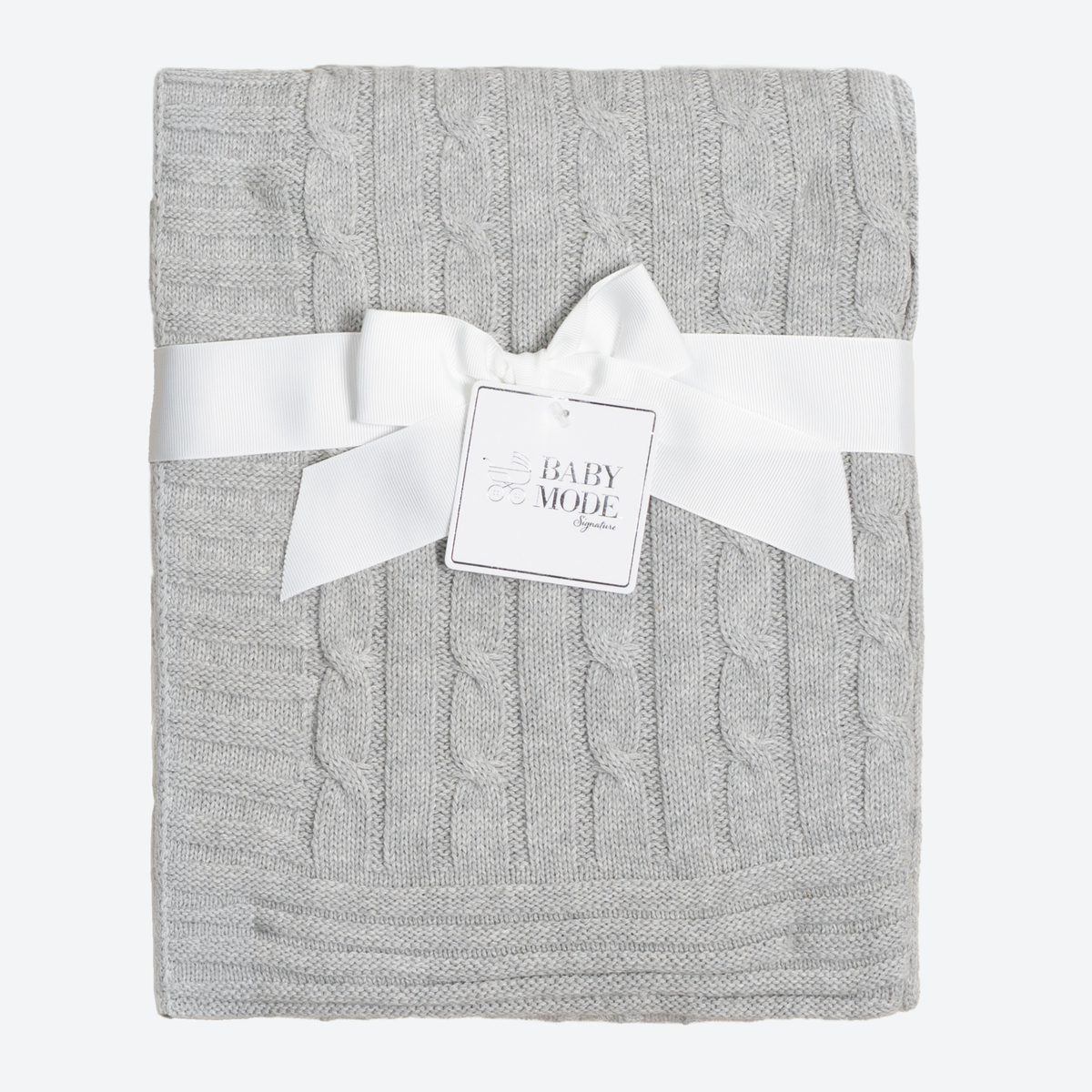 Grey Cable Knit Baby Blanket