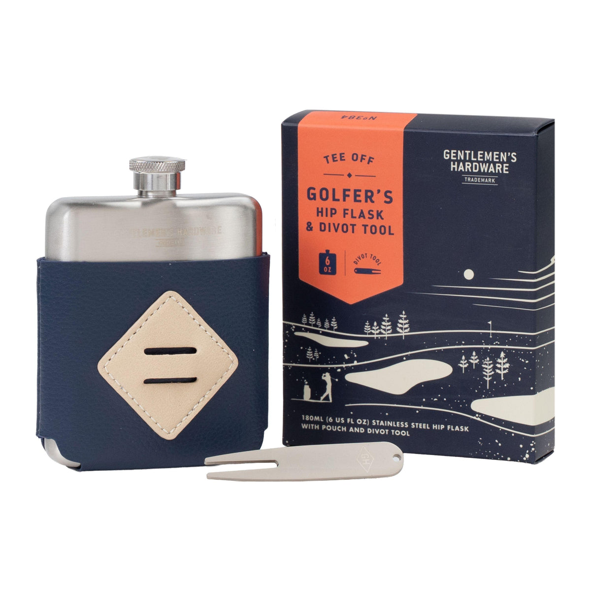 Golfer's Hip Flask & Divot Tool Set
