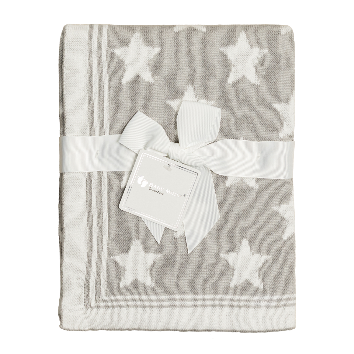 Grey Stars Baby Cable Knit Blanket