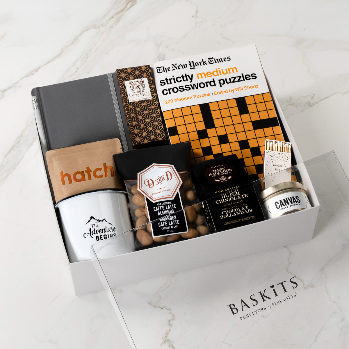 Gift box containing treats, coffee, and activities