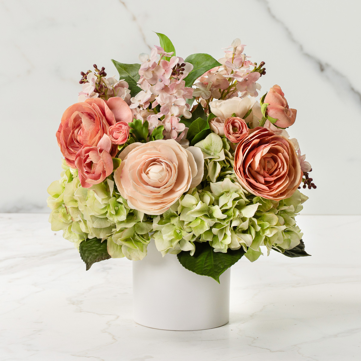 Faux flower arrangement